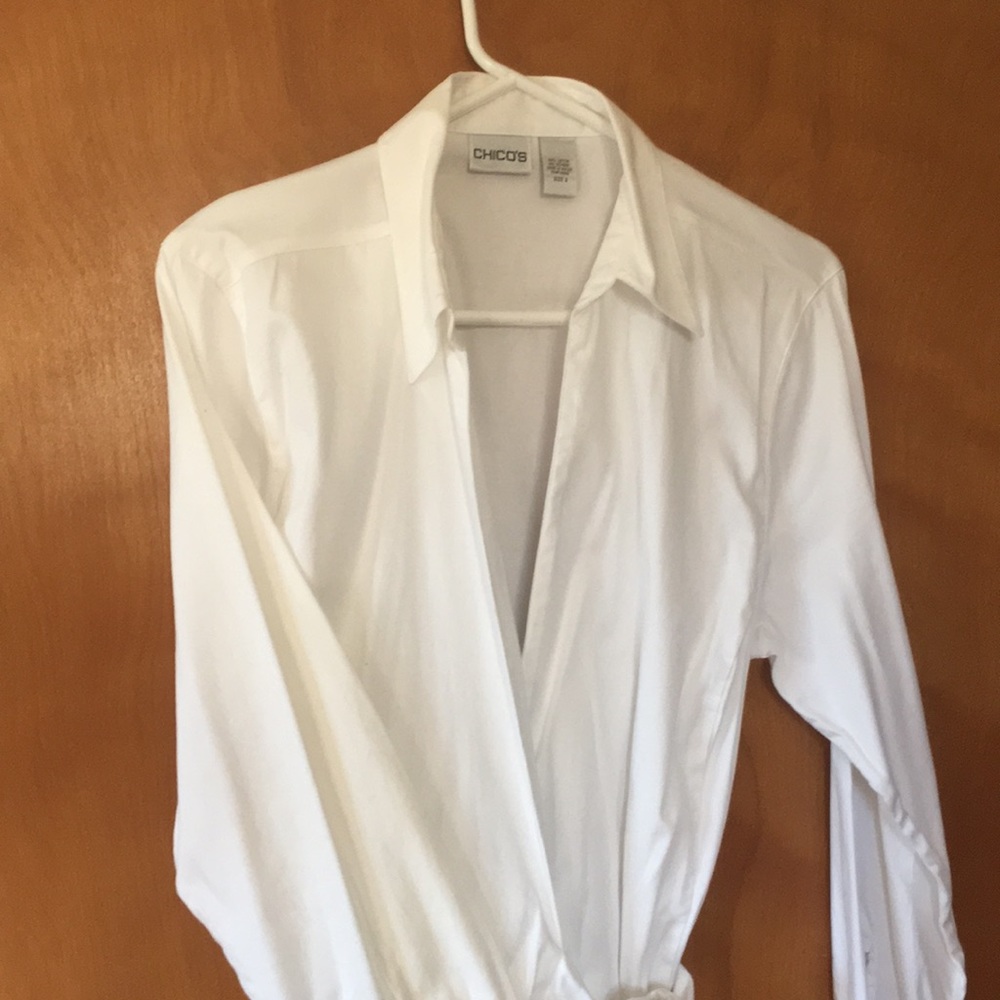 White Cotton Wrap Around Shirt